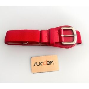 Suodey Red Leather Elastic Belt For Baseball Pants Adult Adjustable Stretch New